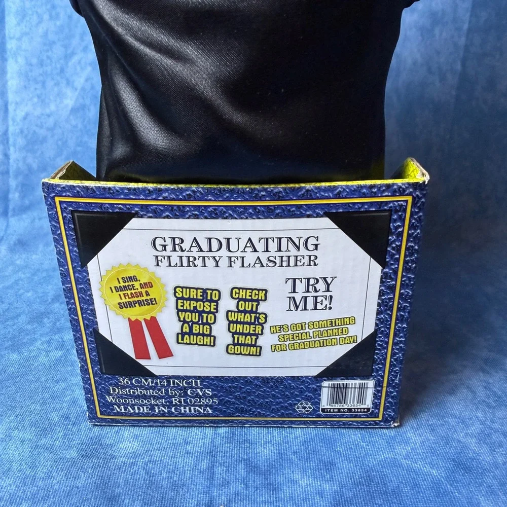 Vintage CVS Graduating Flirty Flasher Frog Animated Plush Tested Works w/ Box